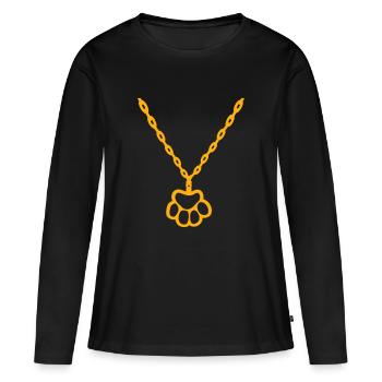 Chat patte chien animal collier ras de cou bijoux - T-shirt manches longues Premium bio Femme - noir - Devant - Julia (174cm)