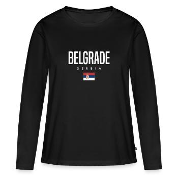 Belgrade, Serbie - T-shirt manches longues Premium bio Femme - noir - Devant - Julia (174cm)