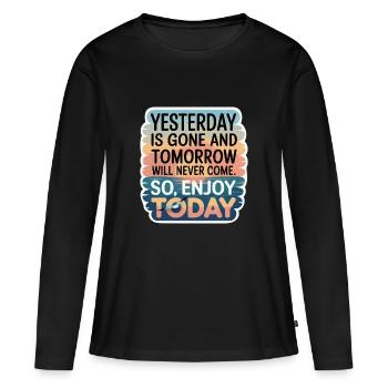 DISPARU ET DEMAIN - T-shirt manches longues Premium bio Femme - noir - Devant - Julia (174cm)