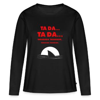 TA DA.. Aileron de requin et thème culte - T-shirt manches longues Premium bio Femme - noir - Devant - Julia (174cm)