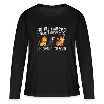 Adoption d'animaux - T-shirt manches longues Premium bio Femme - noir - Devant - Julia (174cm)