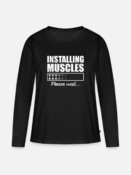 Installation von Muskeln Motivation Fitness - Frauen Premium Bio Langarmshirt - Schwarz