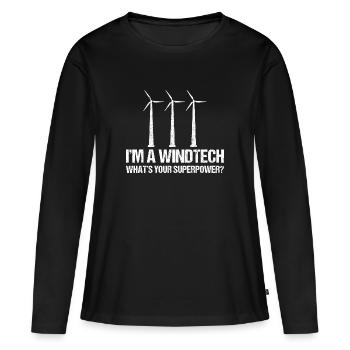 Technicien d’éolienne énergie éolienne de parc éolien - T-shirt manches longues Premium bio Femme - noir - Devant - Julia (174cm)