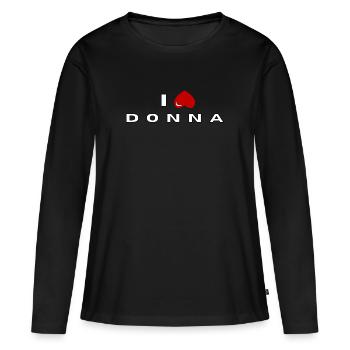 Je déteste Donna - T-shirt manches longues Premium bio Femme - noir - Devant - Julia (174cm)