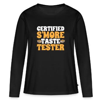 S'more Lagerfeuer Marshmallow Camping - Frauen Premium Bio Langarmshirt - Schwarz - Vorne - Julia (174cm)