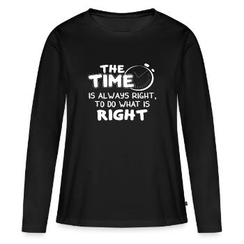 MARTIN LUTHER KING - T-shirt manches longues Premium bio Femme - noir - Devant - Julia (174cm)