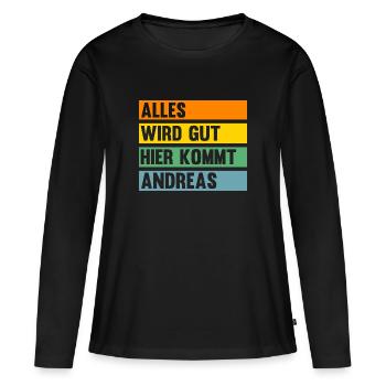 Andreas - Frauen Premium Bio Langarmshirt - Schwarz - Vorne - Julia (174cm)