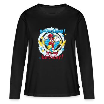 Power Rangers Boom! It's My Birthday! Ranger Rouge - T-shirt manches longues Premium bio Femme - noir - Devant - Julia (174cm)