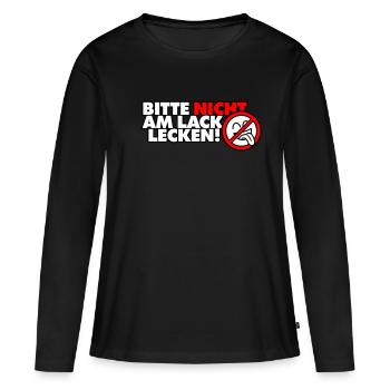 Bitte nicht am Lack lecken! - Frauen Premium Bio Langarmshirt - Schwarz - Vorne - Julia (174cm)