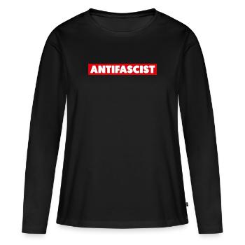 Antifasciste - T-shirt manches longues Premium bio Femme - noir - Devant - Julia (174cm)