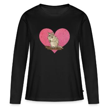Cadeau de rongeur chipmunk - T-shirt manches longues Premium bio Femme - noir - Devant - Julia (174cm)