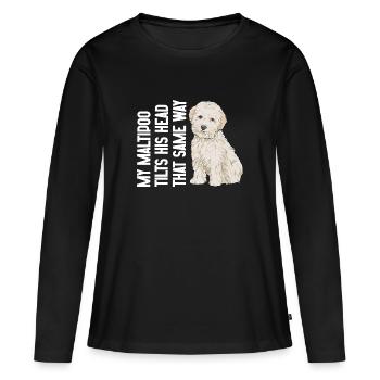 Maltipoo Hund - Frauen Premium Bio Langarmshirt - Schwarz - Vorne - Julia (174cm)