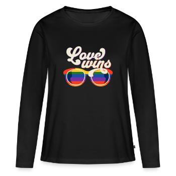 Gläser Liebe Gay Pride Regenbogen - Frauen Premium Bio Langarmshirt - Schwarz - Vorne - Julia (174cm)