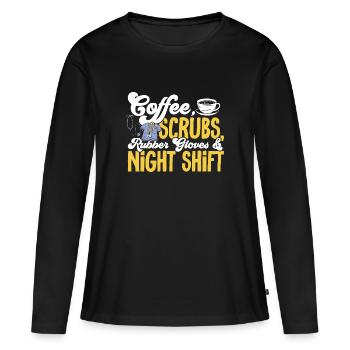 Infirmière de nuit - T-shirt manches longues Premium bio Femme - noir - Devant - Julia (174cm)