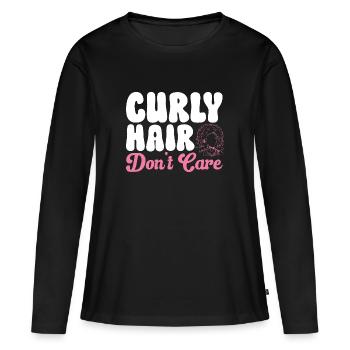 Cheveux bouclés Boucles afro Cheveux naturels - T-shirt manches longues Premium bio Femme - noir - Devant - Julia (174cm)