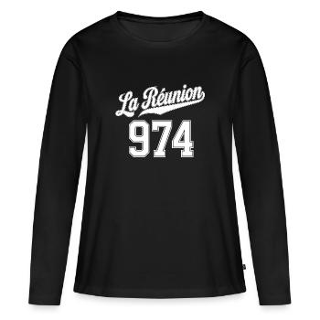 La Réunion 974 - T-shirt manches longues Premium bio Femme - noir - Devant - Julia (174cm)