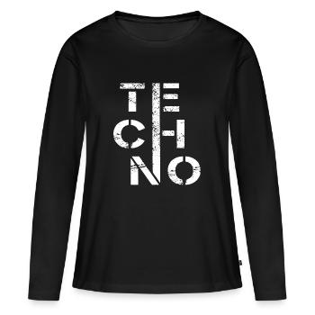 Minimal Techno - Frauen Premium Bio Langarmshirt - Schwarz - Vorne - Julia (174cm)