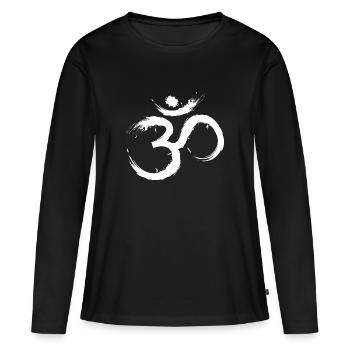 Symbole de conception Om Hindou Jainas Bouddhiste Hindou - T-shirt manches longues Premium bio Femme - noir - Devant - Julia (174cm)