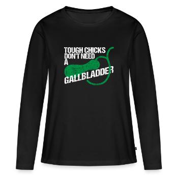 OP Vésicule biliaire - T-shirt manches longues Premium bio Femme - noir - Devant - Julia (174cm)