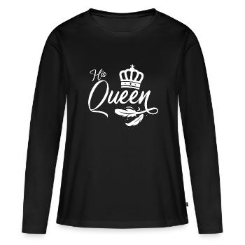His Queen King Queen En forme de couple blanc - T-shirt manches longues Premium bio Femme - noir - Devant - Julia (174cm)