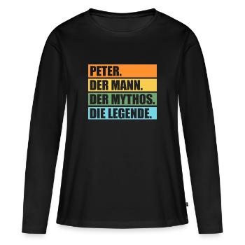 Peter - Frauen Premium Bio Langarmshirt - Schwarz - Vorne - Julia (174cm)