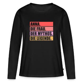Anna - Frauen Premium Bio Langarmshirt - Schwarz - Vorne - Julia (174cm)