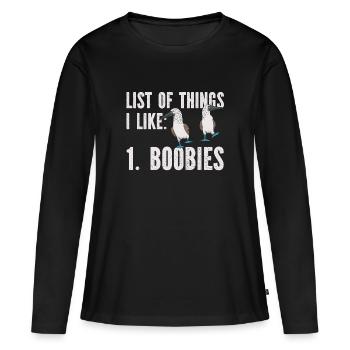 Blaufußtölpel Blue-footed Booby Seevogel - Frauen Premium Bio Langarmshirt - Schwarz - Vorne - Julia (174cm)