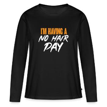 Bald Head Baldness Beard Bald Head - Women's Premium Organic Long Sleeve Shirt - black - Front - Julia (174cm)