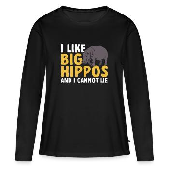 Hippopotame Hippopotame - T-shirt manches longues Premium bio Femme - noir - Devant - Julia (174cm)