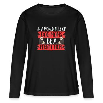 Furet, propriétaire de furet - T-shirt manches longues Premium bio Femme - noir - Devant - Julia (174cm)