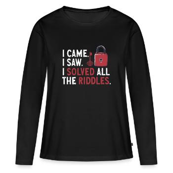 Salle d’évasion - T-shirt manches longues Premium bio Femme - noir - Devant - Julia (174cm)