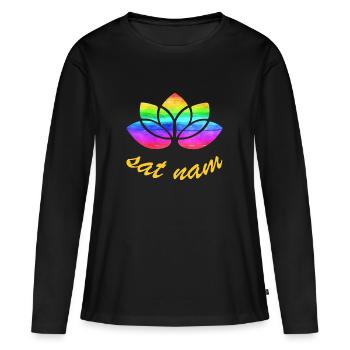sat nam with lotus rainbow - Women's Premium Organic Long Sleeve Shirt - black - Front - Julia (174cm)