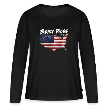4 juillet Betsy Ross - T-shirt manches longues Premium bio Femme - noir - Devant - Julia (174cm)