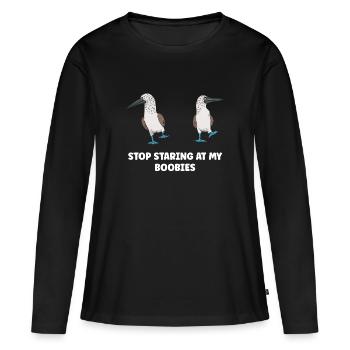 Blaufußtölpel Blue-footed Booby Seevogel - Frauen Premium Bio Langarmshirt - Schwarz - Vorne - Julia (174cm)