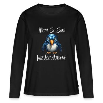 Kleiner süßer Pinguin Lustiger Spruch - Frauen Premium Bio Langarmshirt - Schwarz - Vorne - Julia (174cm)