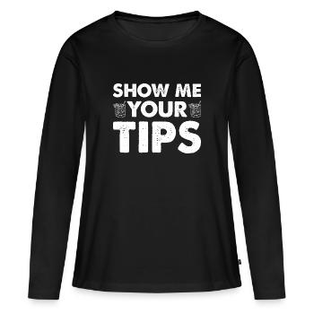 Trinkgeld Kellner Service Tip Trinkgeldglas - Frauen Premium Bio Langarmshirt - Schwarz - Vorne - Julia (174cm)