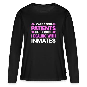 Une infirmière correctionnelle s’occupe des cadeaux des détenus - T-shirt manches longues Premium bio Femme - noir - Devant - Julia (174cm)