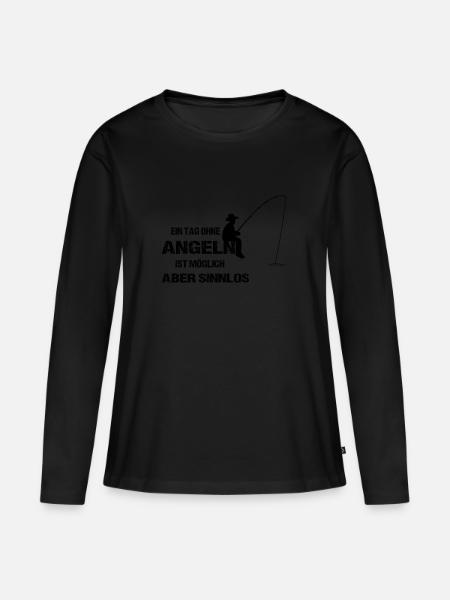 Angeln - Frauen Premium Bio Langarmshirt - Schwarz