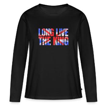 Couronnement du roi britannique Charles Angleterre Drapeau - T-shirt manches longues Premium bio Femme - noir - Devant - Julia (174cm)