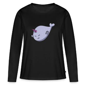 Narwal Einhornwal - Frauen Premium Bio Langarmshirt - Schwarz - Vorne - Julia (174cm)