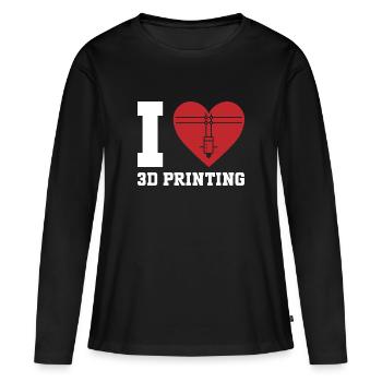 Imprimante 3D Impression 3D - T-shirt manches longues Premium bio Femme - noir - Devant - Julia (174cm)