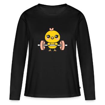 musculation - T-shirt manches longues Premium bio Femme - noir - Devant - Julia (174cm)