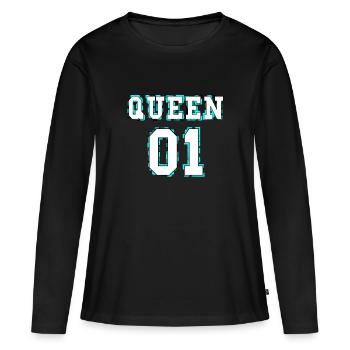 King - Queen Coupledesign - T-shirt manches longues Premium bio Femme - noir - Devant - Julia (174cm)