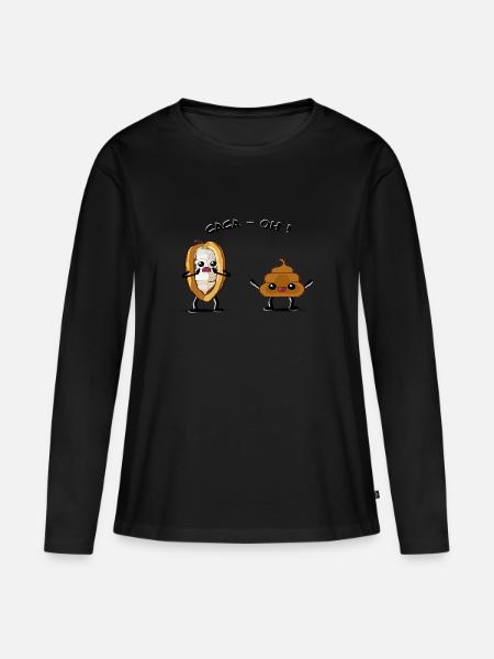 Poop-oh - Frauen Premium Bio Langarmshirt - Schwarz