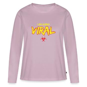 Symbole biohazard je vais virale - T-shirt manches longues Premium bio Femme - rose poudré - Devant - Julia (174cm)
