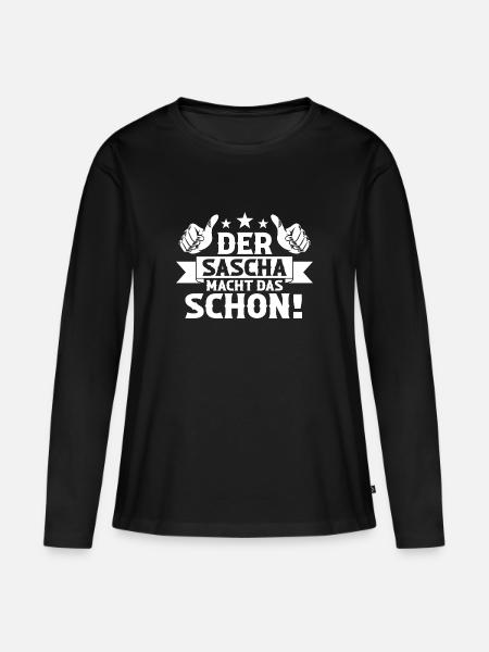 Sascha - Frauen Premium Bio Langarmshirt - Schwarz