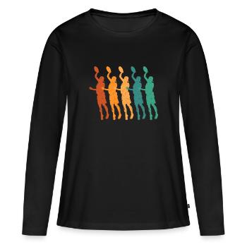 Ultimate Frisbee Wurfscheibe - Frauen Premium Bio Langarmshirt - Schwarz - Vorne - Julia (174cm)