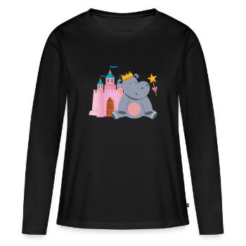 Hippopotame Hippopotame - T-shirt manches longues Premium bio Femme - noir - Devant - Julia (174cm)