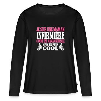 Je suis une maman infirmière - T-shirt manches longues Premium bio Femme - noir - Devant - Julia (174cm)