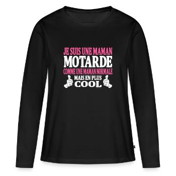 Je suis une maman motarde - T-shirt manches longues Premium bio Femme - noir - Devant - Julia (174cm)